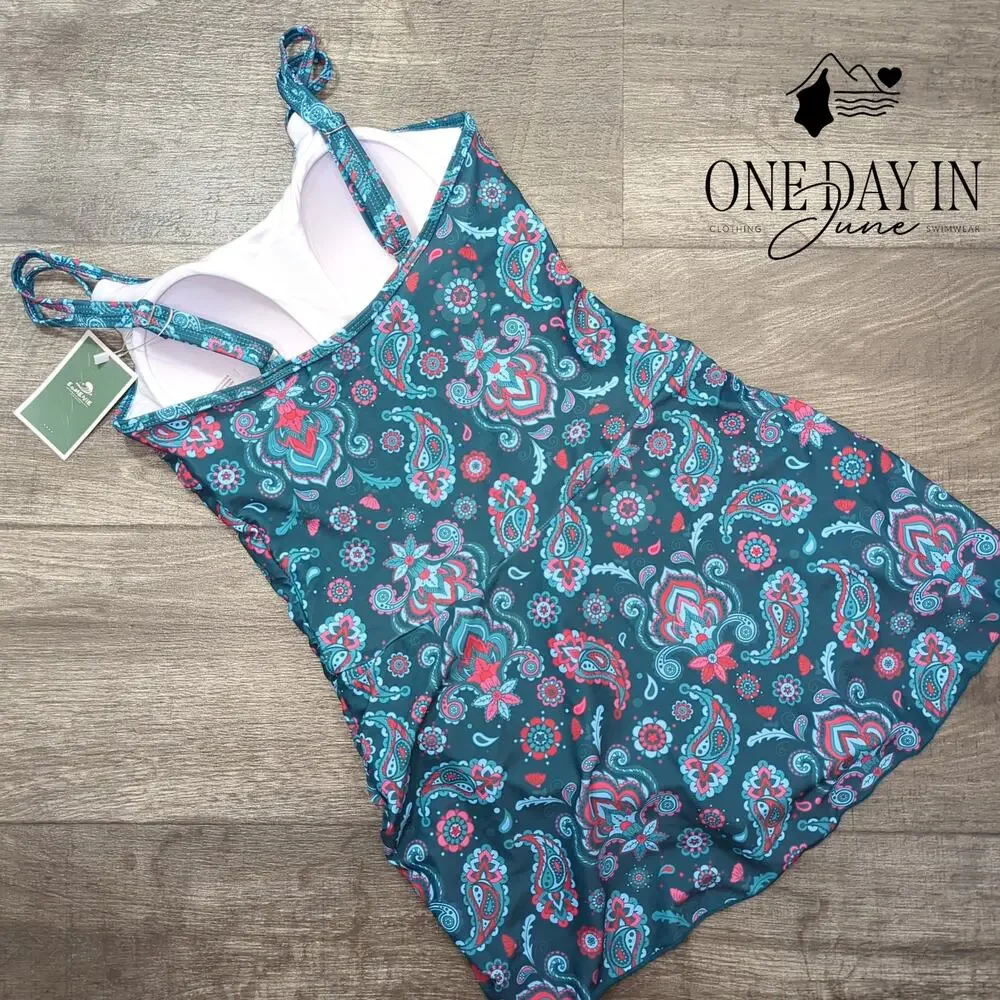 Eomenie Paisley Swimdress One Piece Swimsuit Size S - Picture 8 of 8